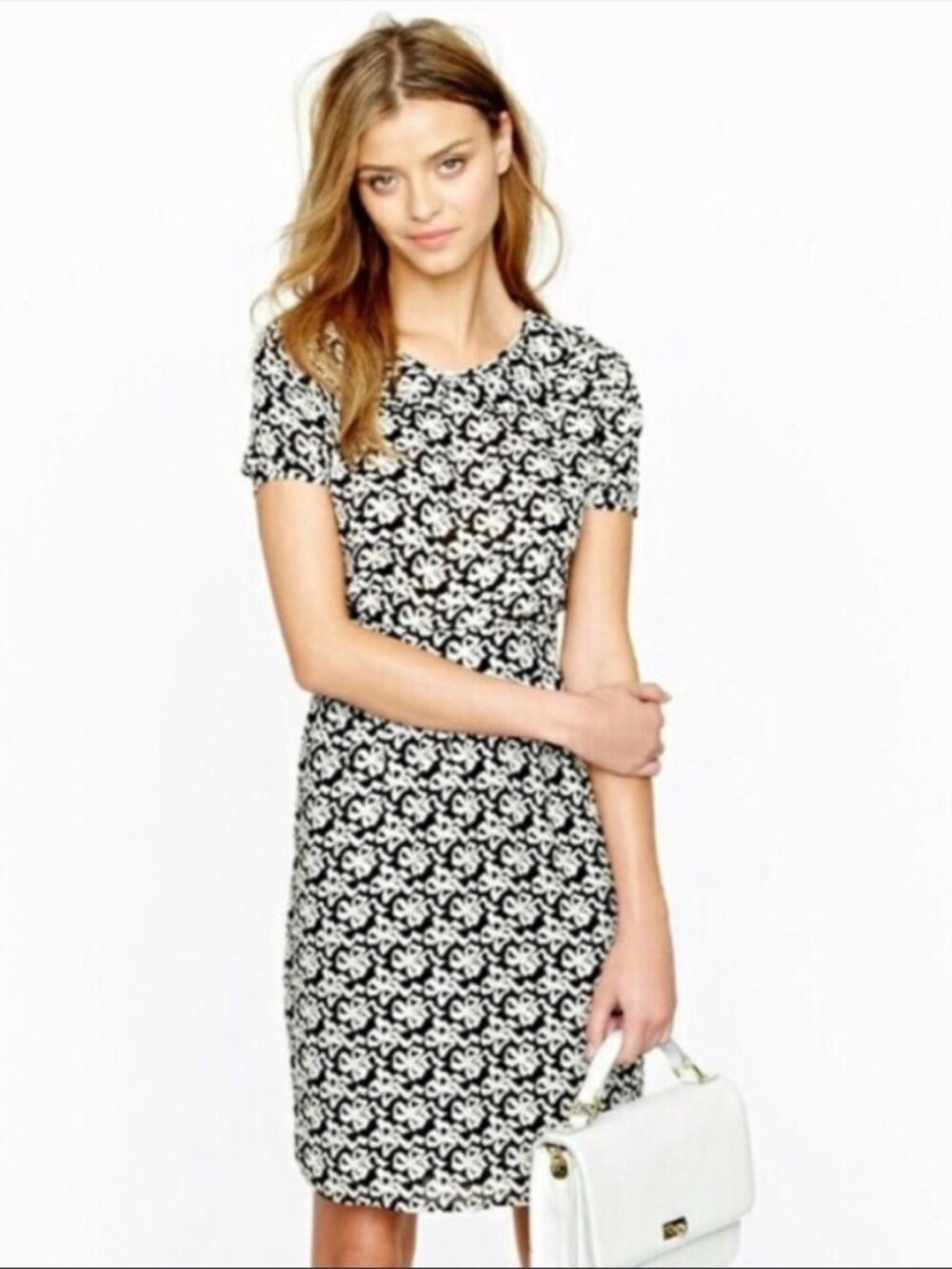 NWOT J.Crew Factory Silk Chiffon Bow Print Peter Pan Collar Dress Size 10